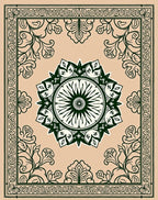 Ornate Floral Mandala Border Design Rug