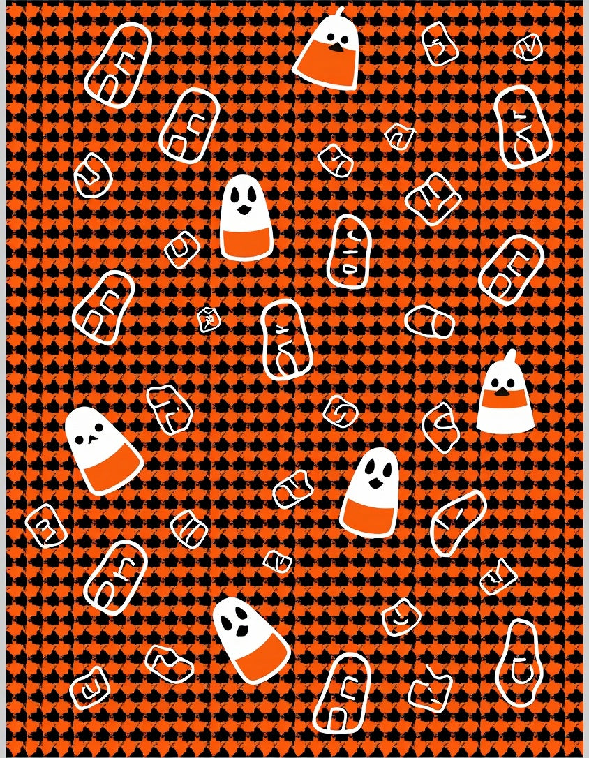 Spooky Candy Corn Ghosts Pattern Rug