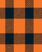 Rustic Orange Navy Buffalo Check Rug