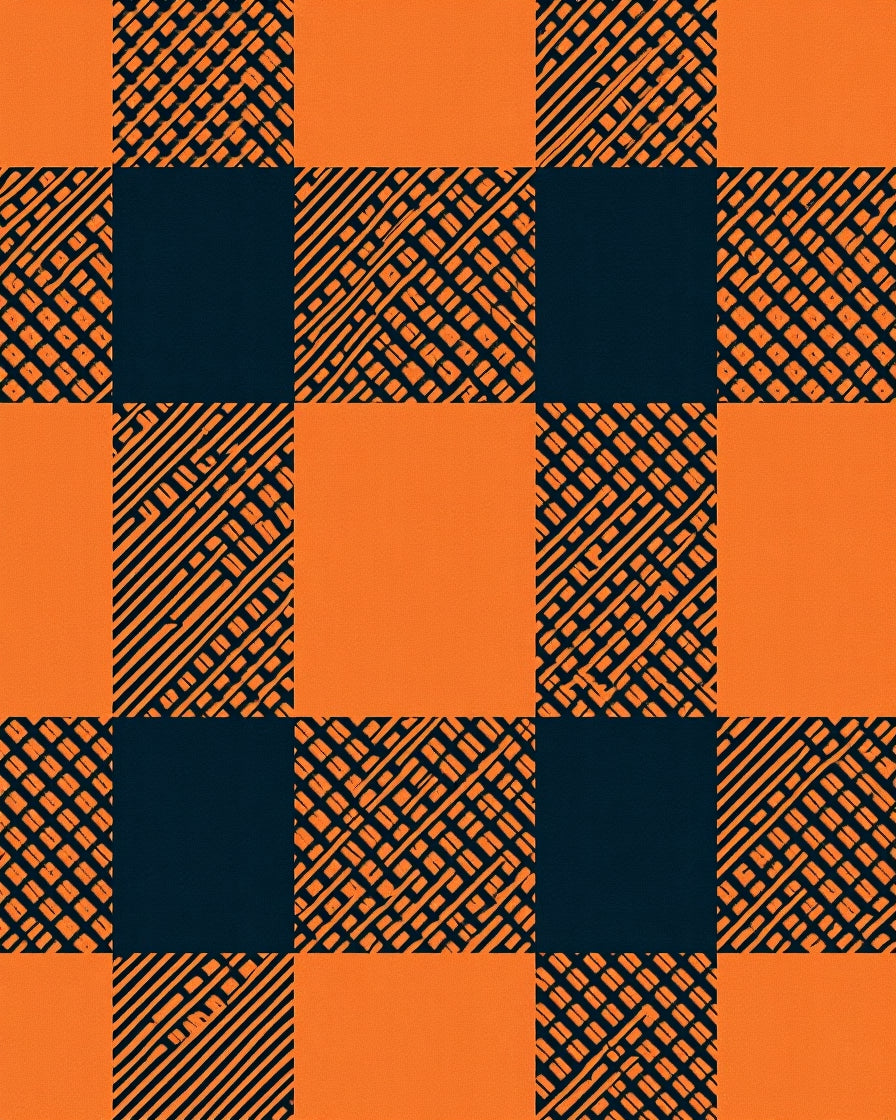 Rustic Orange Navy Buffalo Check Rug