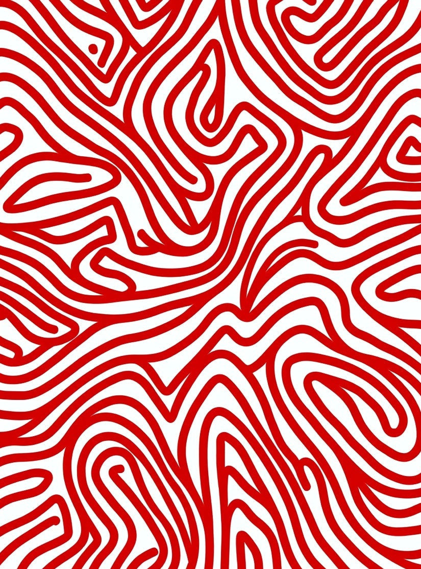 Bold Red Organic Lines Design Rug