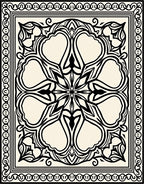 Ornate Black Floral Mandala Border Design Rug