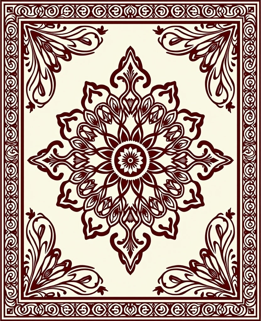 Elegant Classic Mandala Floral Design Rug