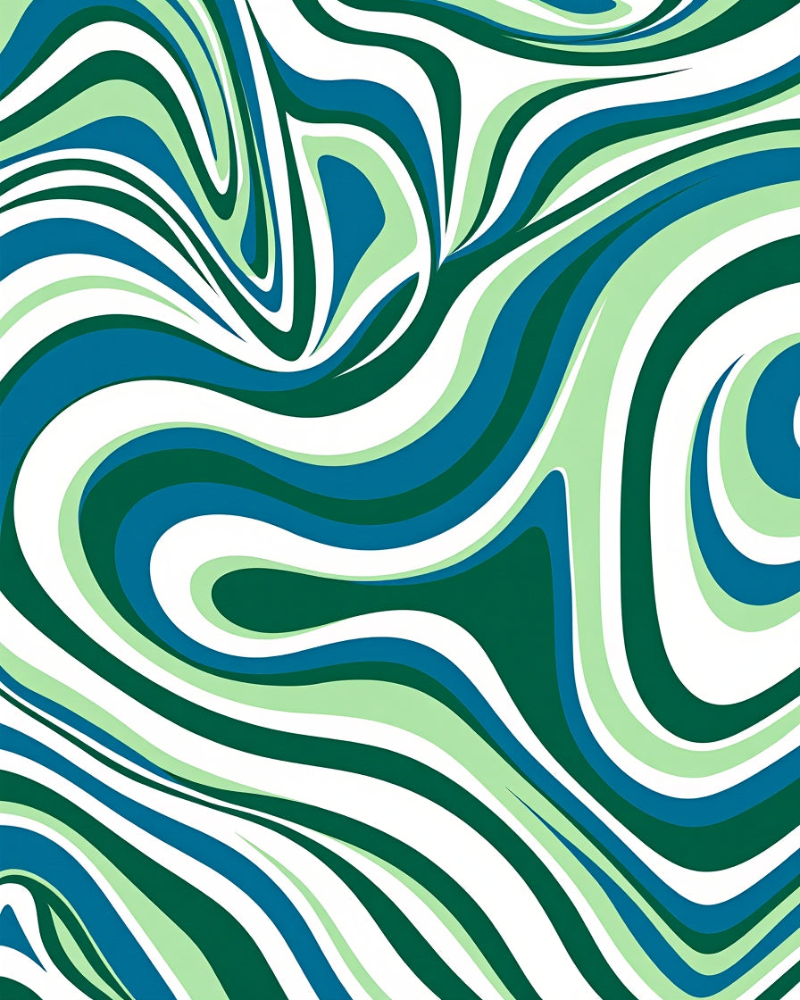 Green Blue Swirling Abstract Pattern Rug