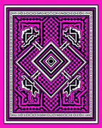 Bold Pink Black Geometric Design Rug