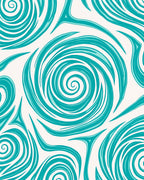 Teal Swirl Wave Pattern Rug