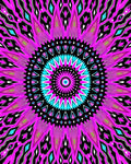 Vibrant Pink Cyan Geometric Mandala Rug
