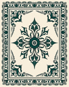 Ornate Teal Floral Mandala Tile Design Rug
