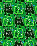 Whimsical Green Black Blue Animal Pattern Rug