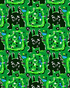 Whimsical Green Black Blue Animal Pattern Rug