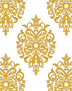 Opulent Golden Floral Damask Pattern Rug