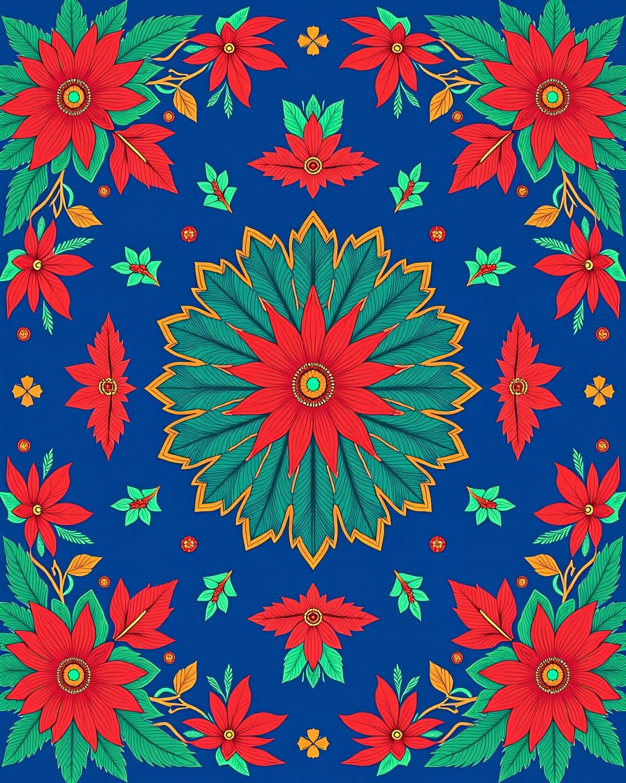 Vibrant Floral Patterned Textile Design Rug