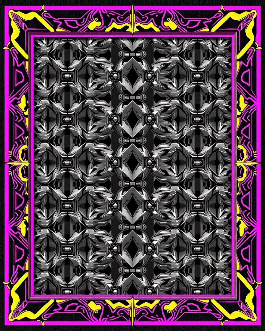 Geometric Abstract Metallic Pattern Rug