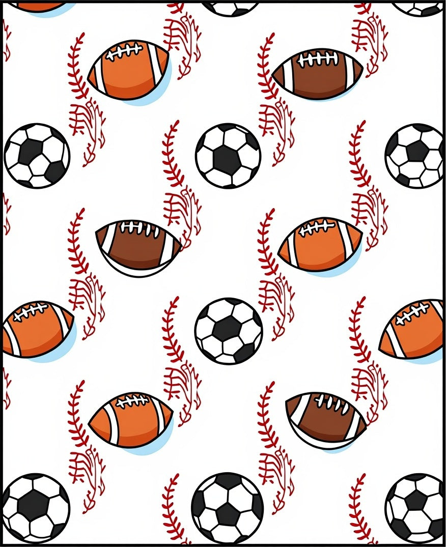 Sporty Ball And Stitch Pattern Rug