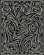 Abstract White Swirl Black Organic Rug