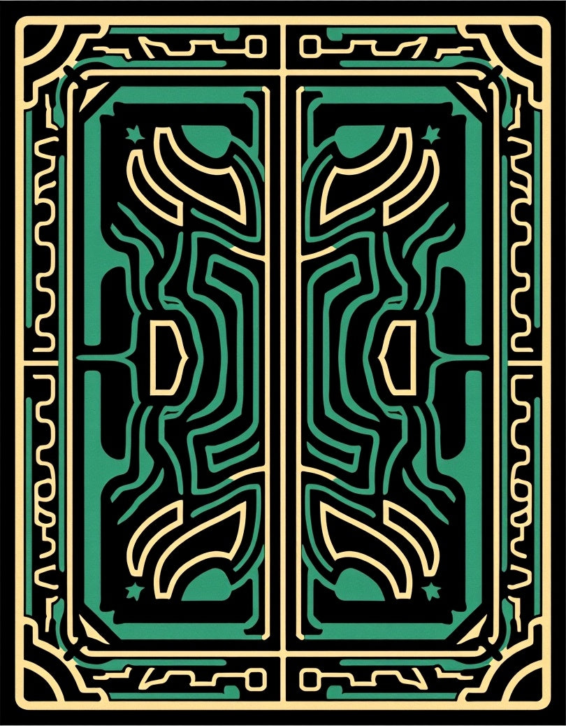 Emerald Gold Labyrinth Symmetry Rug