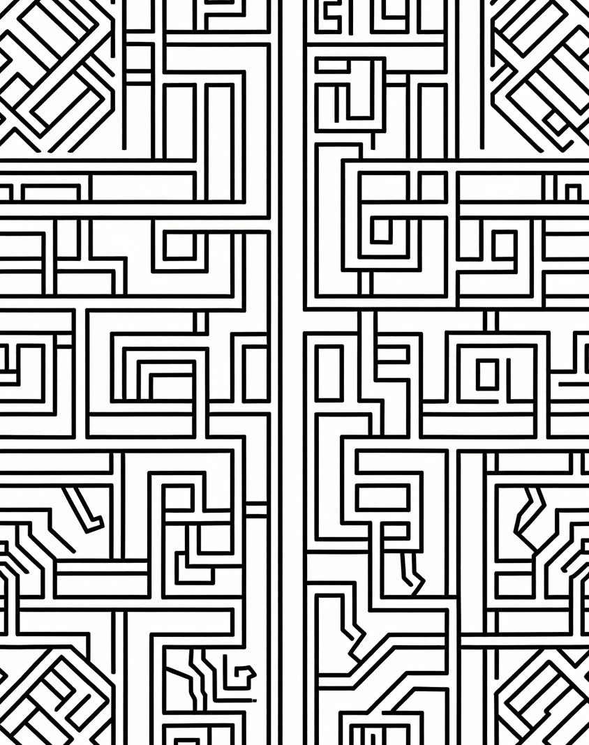 Abstract Geometric Maze Pattern Rug