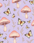 Whimsical Butterfly and Mushroom Pattern Rug