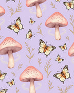 Whimsical Butterfly and Mushroom Pattern Rug