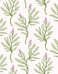 Green Botanical Pink Bud All-Over Design Rug