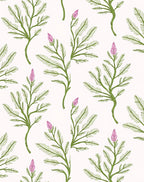 Green Botanical Pink Bud All-Over Design Rug
