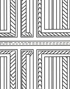 Geometric Striped Labyrinth Line Art Rug