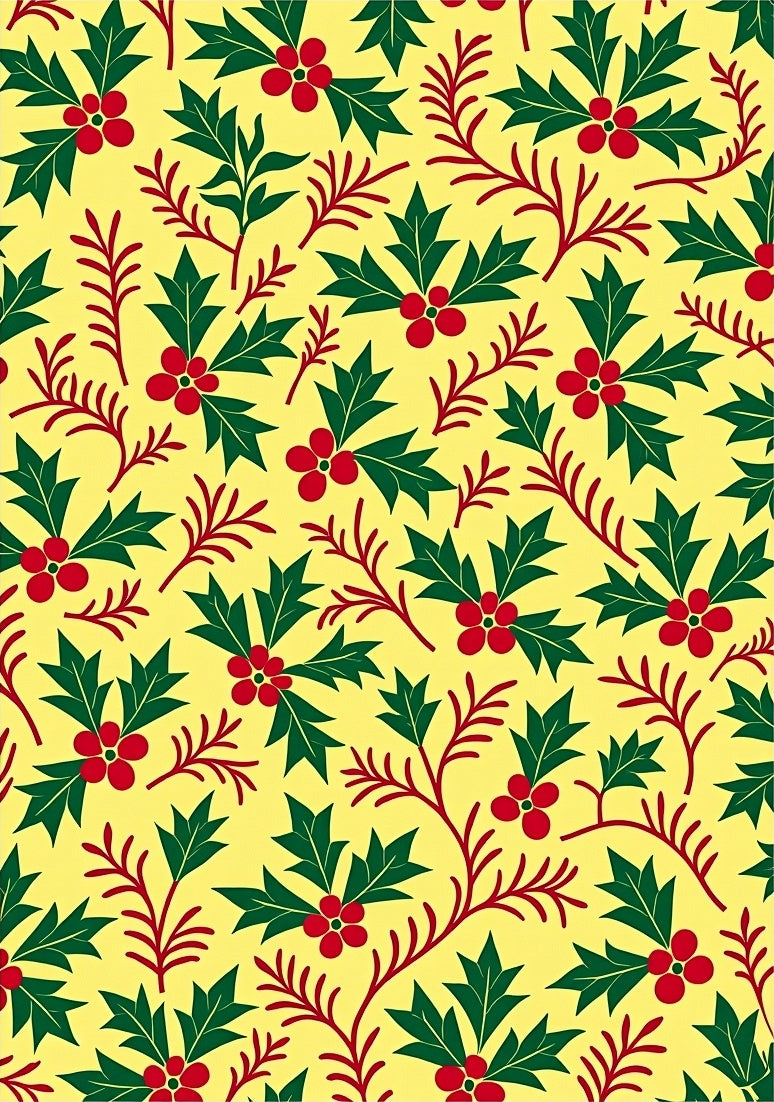 Green Red Holly Berry Pattern Rug
