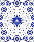 Bright Blue Starburst Floral Pattern Rug