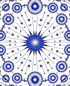 Bright Blue Starburst Floral Pattern Rug
