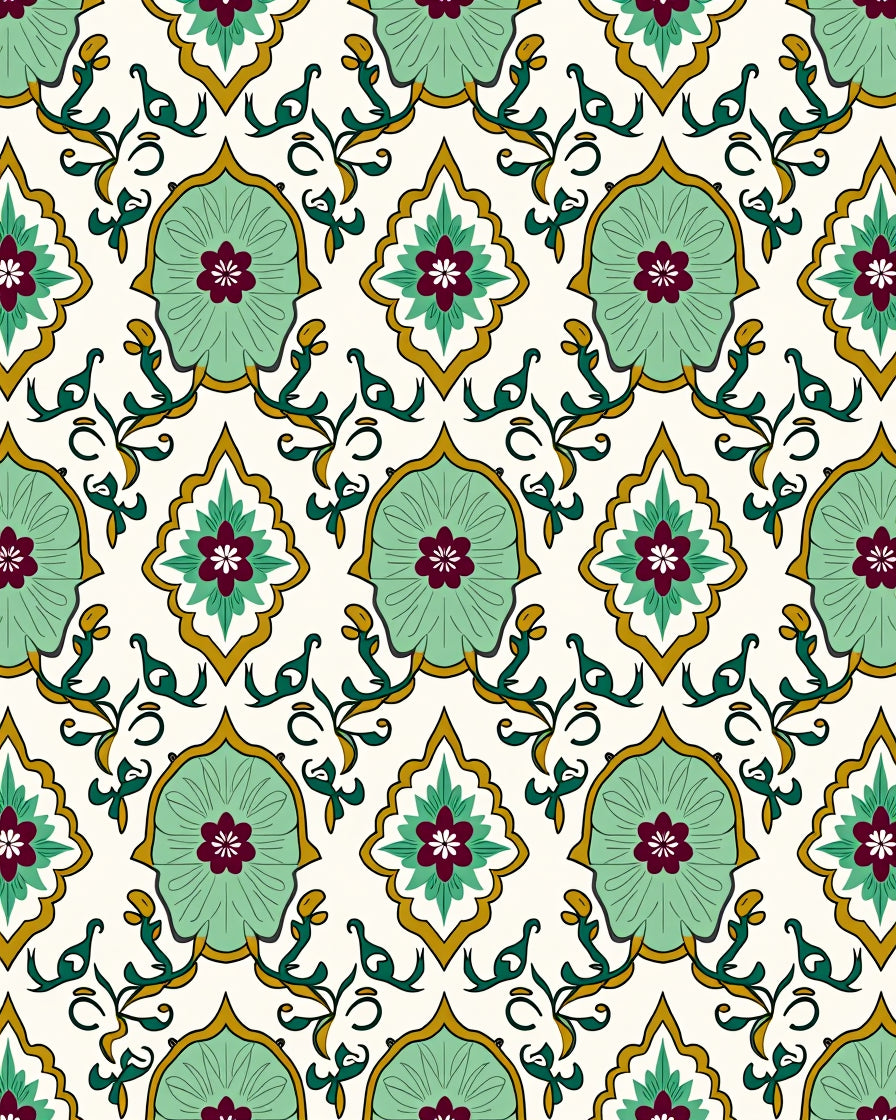 Mint Green Floral Paisley Pattern Rug