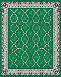 Intricate Floral Patterned Emerald Rug