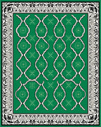 Intricate Floral Patterned Emerald Rug