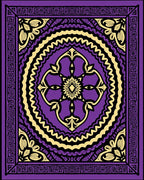 Vibrant Purple Golden Floral Mandala Rug