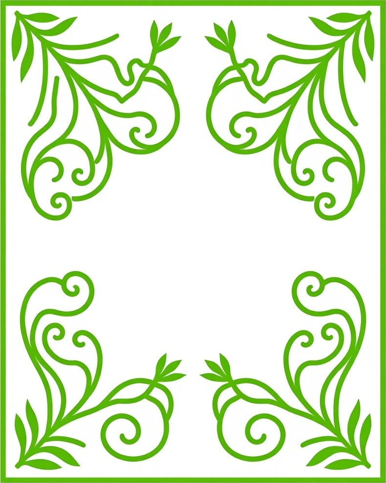 Nature Inspired Green Swirl Vine Design Rug