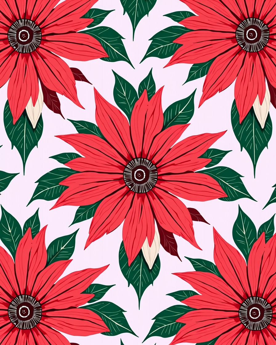 Bold Red Floral Pattern Rug