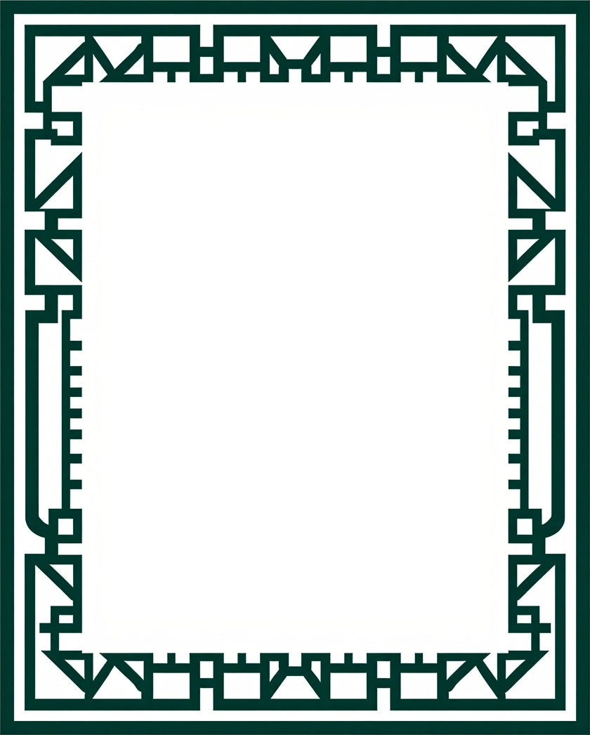 Art Deco Style Geometric Border Rug