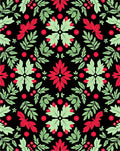 Red Green Leaf Berry Medallion Rug