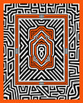 Tribal Orange Geometric Maze Rug