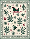 Winter Sleigh And Leaf Pattern Rug