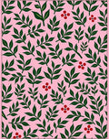 Pink Forest Botanical Fern Accents Rug