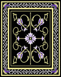 Ornate Floral Vine Black Rug Design Rug
