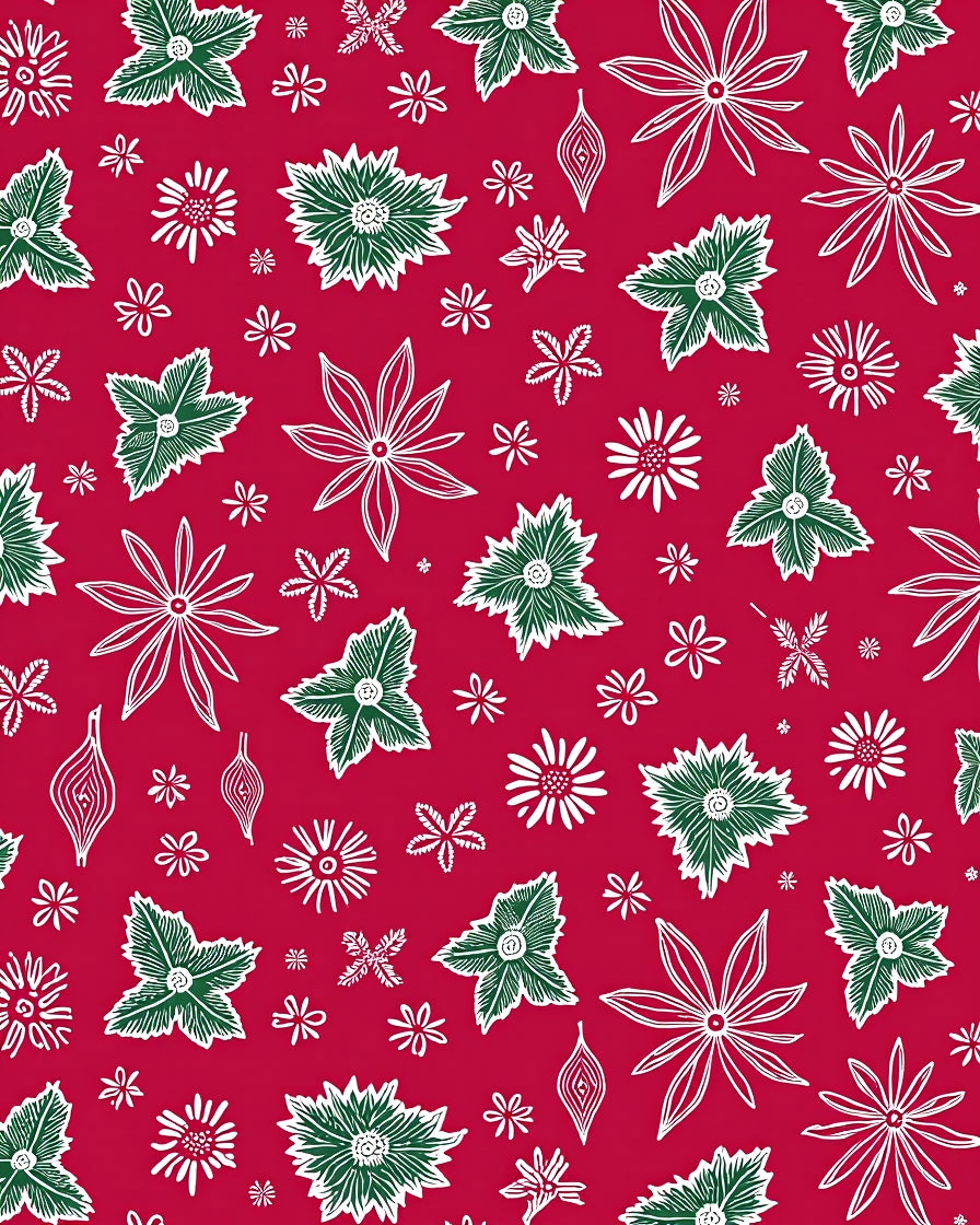 Holiday Floral Line Art Rug