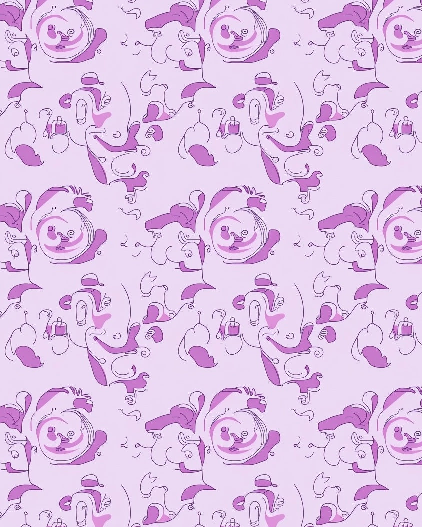 Abstract Pink Purple Whimsical Faces Rug