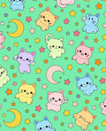 Kawaii Kitty Moon And Stars Design Rug