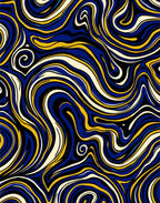 Bold Blue Yellow Swirl Pattern Rug