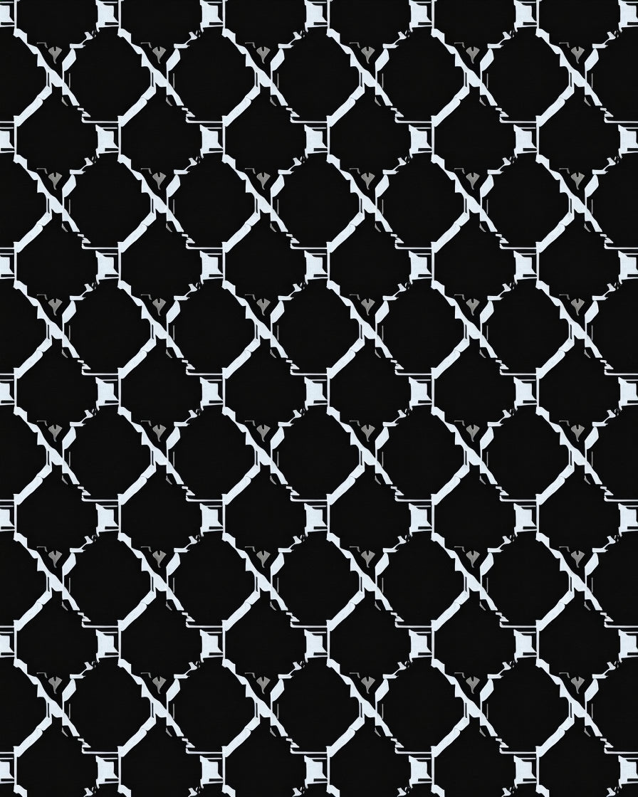 Diamond Lattice Black White Pattern Rug