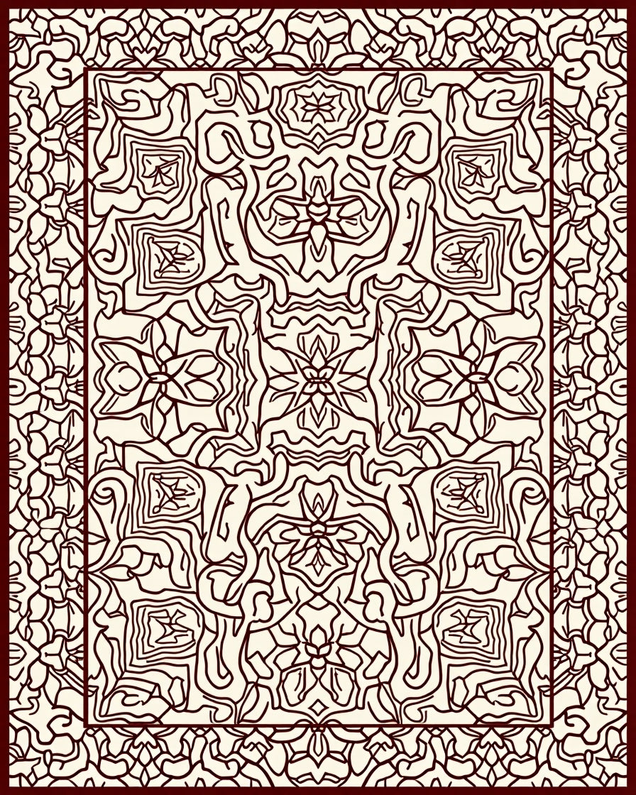 Intricate Lines Botanical Pattern Rug