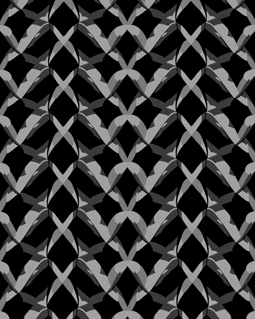 Intricate Interlocking Gray Geometric Pattern Rug