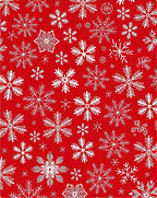 Winter Snowflake Patterned Red Design Rug