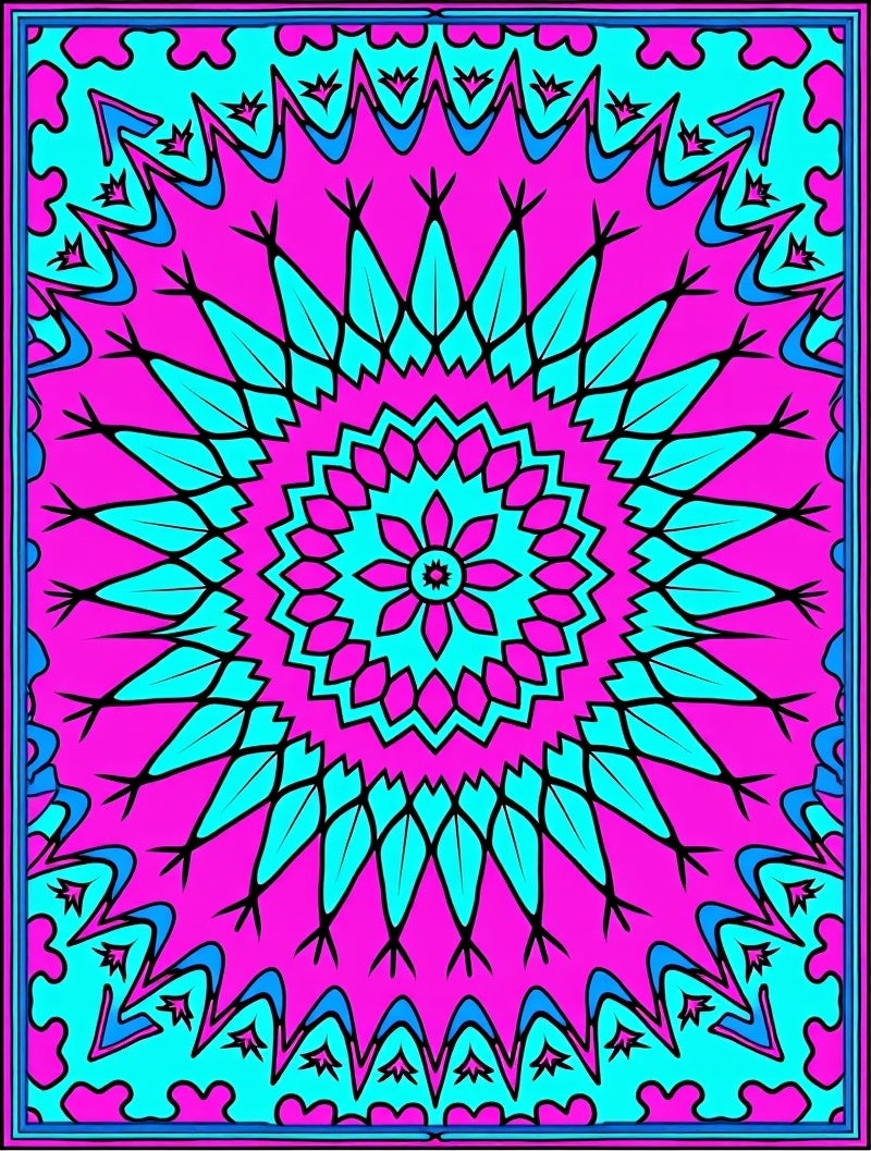 Bold Neon Mandala Pattern Rug
